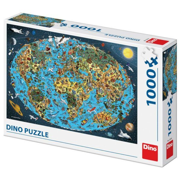 Dino Puzzle 1000 pc Map of the World Drawing 1