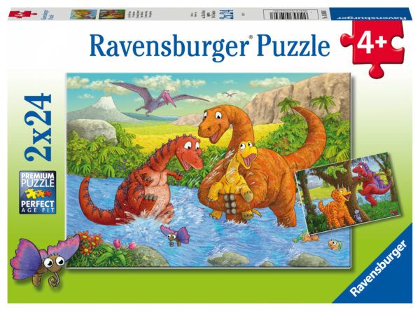 Ravensburger Puzzle 2x24 pc Dinosaurs at play 1