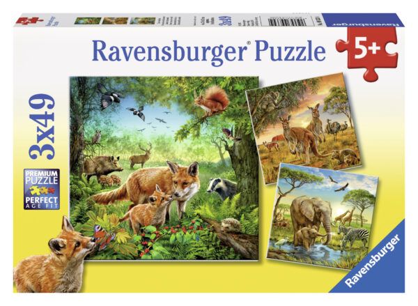 Ravensburger Puzzle 3x49 pc World Animals 1