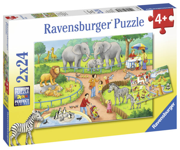 Ravensburger Puzzle 2x24 pc A Day at the Zoo 1